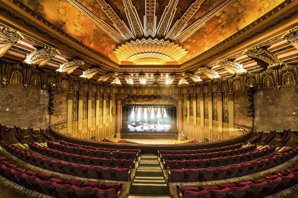The ornate auditorium and stage inside The Wiltern