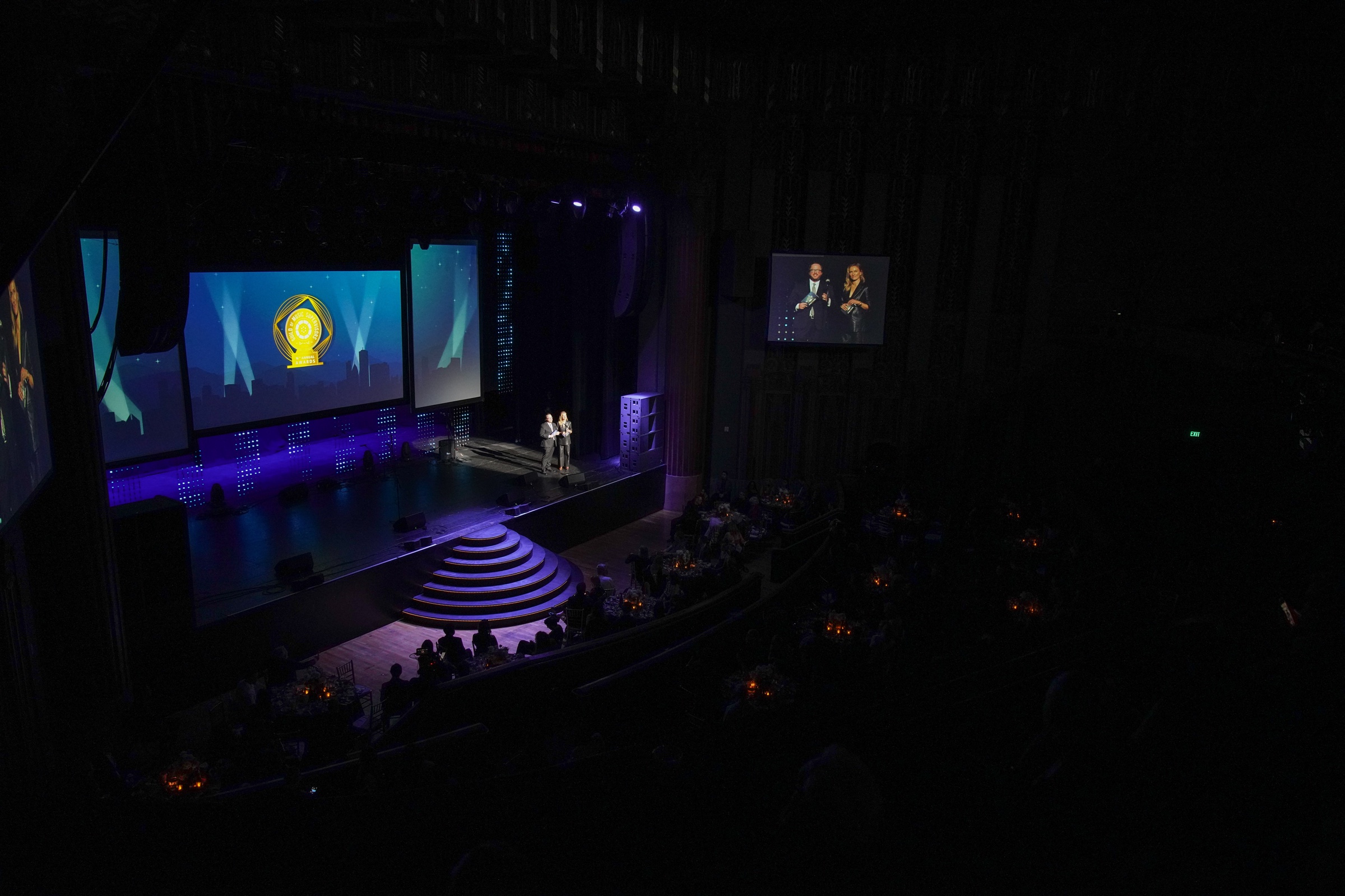 Wide view of the GMS Awards stage and audience